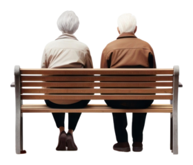 PNG Elderly couple sitting on a bench adult love togetherness.