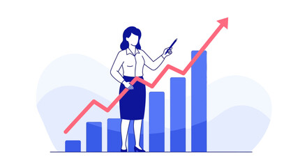 Businesswoman Presents A Growth Chart Depicting Positive Economic Trends and Success.