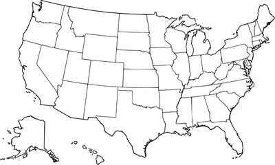 Blank United States Map Outline for Education and Design © victoria