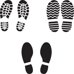 Set of various shoe and boot print silhouettes