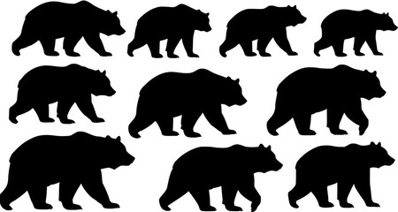 Black Bear Silhouettes in a Grid Pattern: Wildlife Motif
