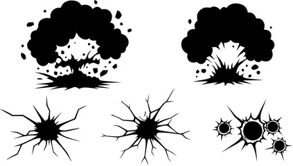 Cartoon Explosion Set: Vector Illustrations of Impact, Damage, and Explosions
