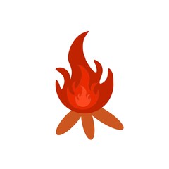 Illustration of a burning red fire. A flaming fire icon with a combination of red and orange. Symbolizing danger, heat, or fire.