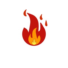 Illustration of a burning red fire. A flaming fire icon with a combination of red and orange. Symbolizing danger, heat, or fire.