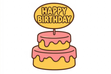 Birthday cake with happy birthday text topper
