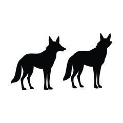 Jackal Silhouette Set on White Background
