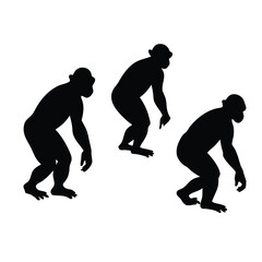 Chimpanzee Silhouette Collection on White Background