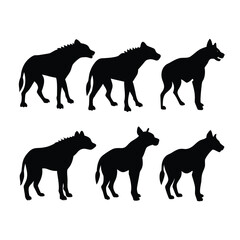 Hyena Silhouette Collection on White Background