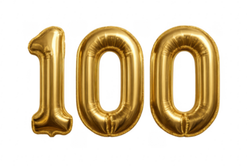 Number 100 gold balloon celebrating anniversary birthday event