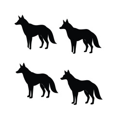 Jackal Silhouette Collection on White Background