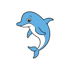 Dolphin Cartoon Vector Art on White Background