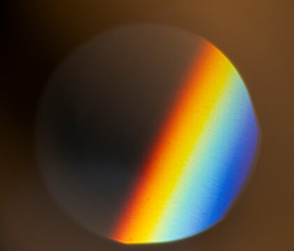 Spectrum of rainbow light seen through round lens