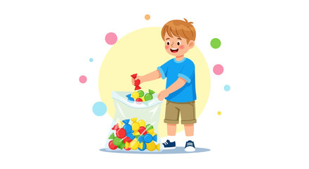 Cheerful Child Grasping Colorful Candy Treats From a Transparent Bag Delightfully