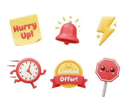 Hurry Up Limited Time Offer Icons with Alarm, Clock and Flash Sy