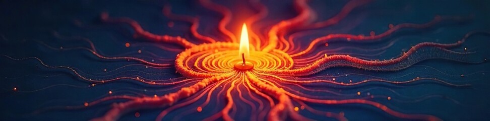 Flickering Candlelight Illuminates Abstract Mind Map Inner Peace, Self-Reflection, and Mindfulness Imagery