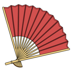 Vector art of a red folding fan