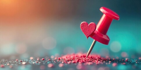 Whimsical Pushpin Holding Sparkling Heart Joyful Moments and Positive Memories
