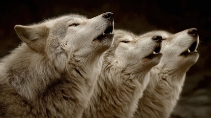Three Wolves Howling in Harmony, a Powerful Image of Wildlife and Nature