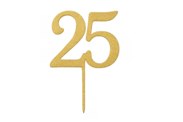 Golden twenty five glitter number cake topper