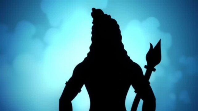 Shiva Silhouette with Blue Background.