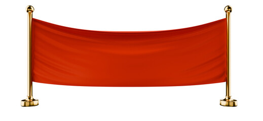 red banner with gold posts, transparent background