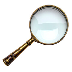 Close-up of a vintage magnifying glass with brass handle