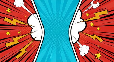 Dynamic Comic Book Style Background with Lightning and Explosion Effects.