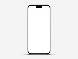 Realistic smartphone mockup. Mobile phone vector with isolated on white background. Device front view. 3D mobile phone with shadow. Realistic, high quality smart phone mockup for ui ux presentation.