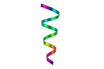 Colorful spiral ribbon streamer on transparent background