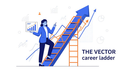 Climbing The Career Ladder Illustration with Graphic Representation of Growth and Achievement