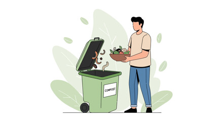 Composting Illustration Depicting Sustainable Living and Environmental Responsibility Concepts