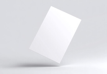 Blank white paper sheet mockup floating in the air for branding and presentation design