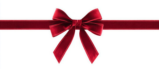 Elegant red velvet ribbon with a bow perfect for gift wrapping adding a touch of luxury and celebration