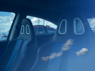 Car Interior with Window Reflections