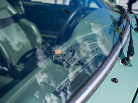 Vintage Windshield with Reflections