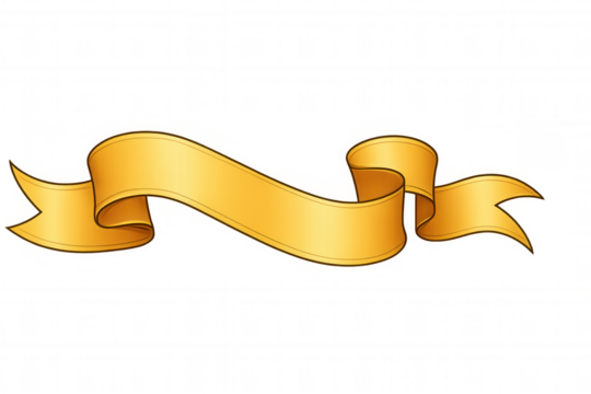 Golden ribbon banner offering a blank scroll design, ideal for adding text to announce awards, celebrate events, or for festive decoration