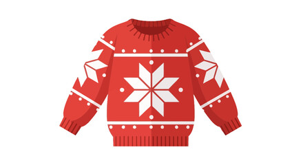 Festive red christmas sweater icon with snowflake design illustration