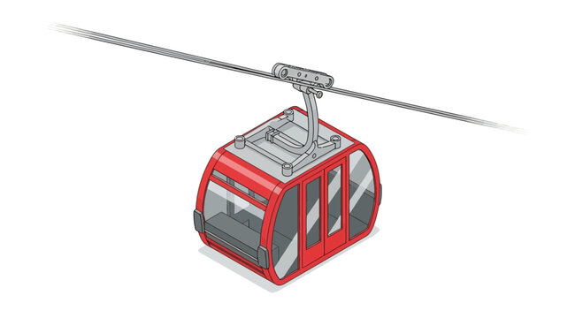 Isometric cable car illustration against a clean white backdrop