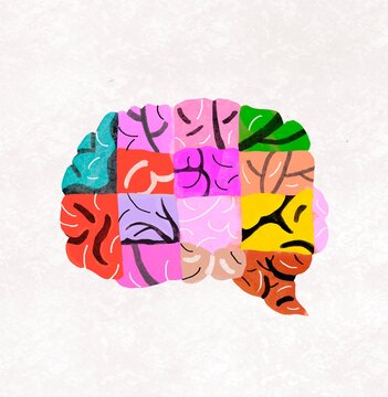  Colorful brain  is divided into cells