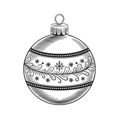 Retro decorative bauble illustration in vintage engraving style vector