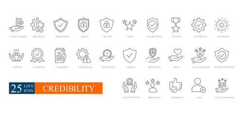 credibility outline icon sheet