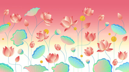Vibrant Lotus Flower Illustration against a gradient background.