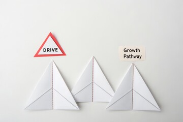 Paper Triangle Setup Pointing Upward Labelled Drive and Growth