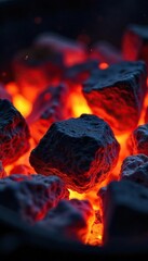 Glowing Embers Ready for Grilling Steaks, Burgers, and Vegetables on a Hot Barbecue Grill