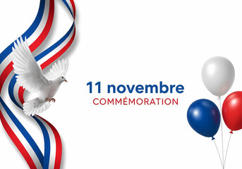 Commémoration 11 novembre ruban bleu blanc rouge