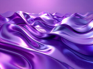 Endless Waves of Light: Cycled 3D Metallic Ribbons Ripple Over an Abstract Purple Dreamscape