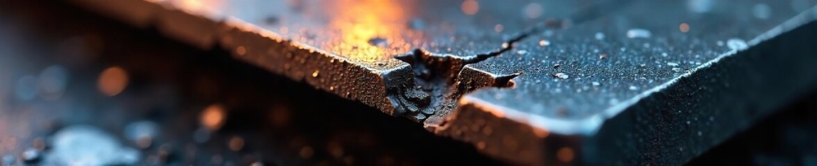 Fractured Metal Component Close-up Revealing Stress Concentration and Localized Deformation under Destructive Testing