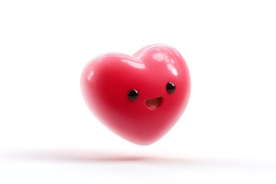 A cute, cartoonish heart character with a joyful expression, symbolizing love and happiness in a vibrant and playful design.
