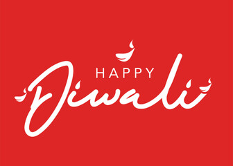 Happy Diwali. Handwritten lettering text isolated white background