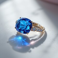 Sapphire Ring on White Surface